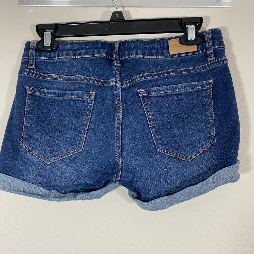 Aeropostale Midi Medium Wash Denim Jean Shorts 4 - Picture 7 of 9